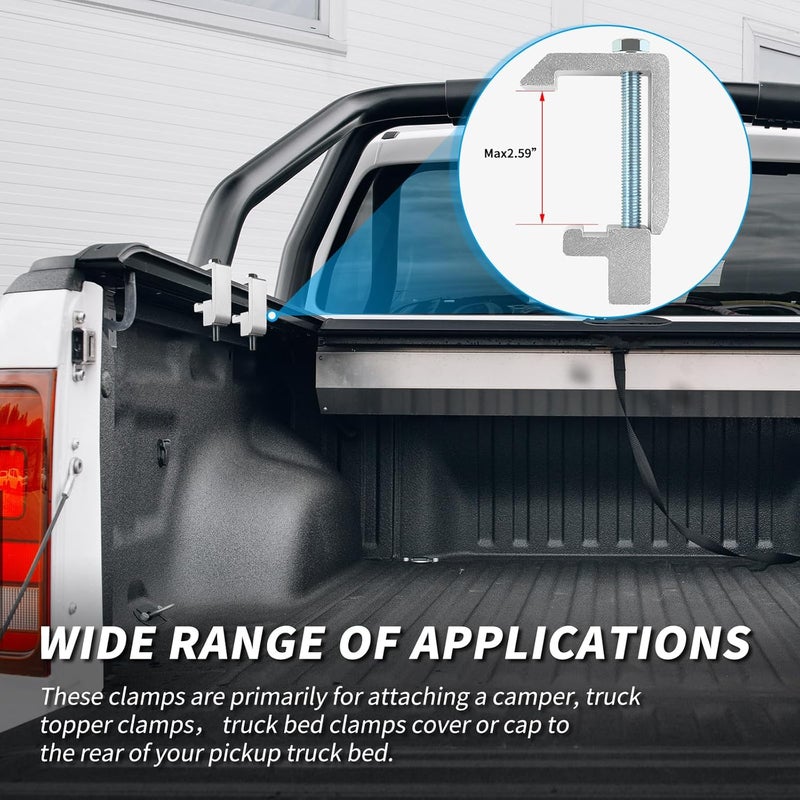 QYMOPAY Track System Mounting Clamps, Truck Topper Clamps,for Toyota,Tacoma,Tundra Truck Bed Cover -8PCS Sliver - Image 5